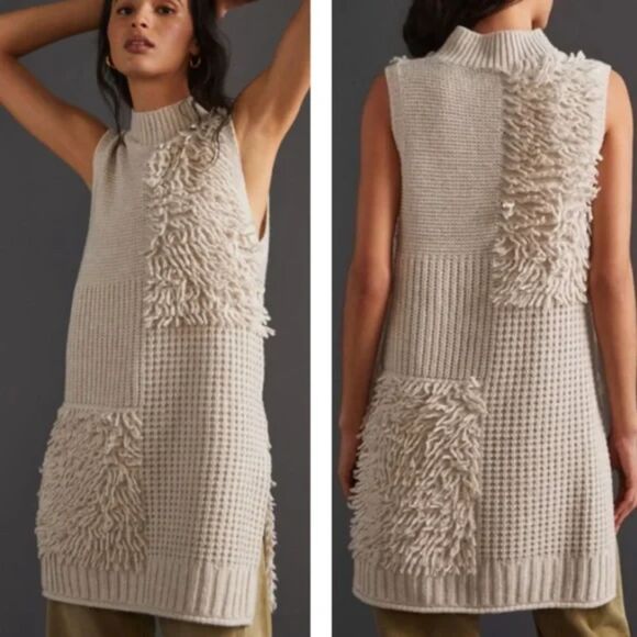 ANTHROPOLOGIE Pilcro Summit Knit Wool Blend Tunic Oatmeal Small - Picture 1 of 5
